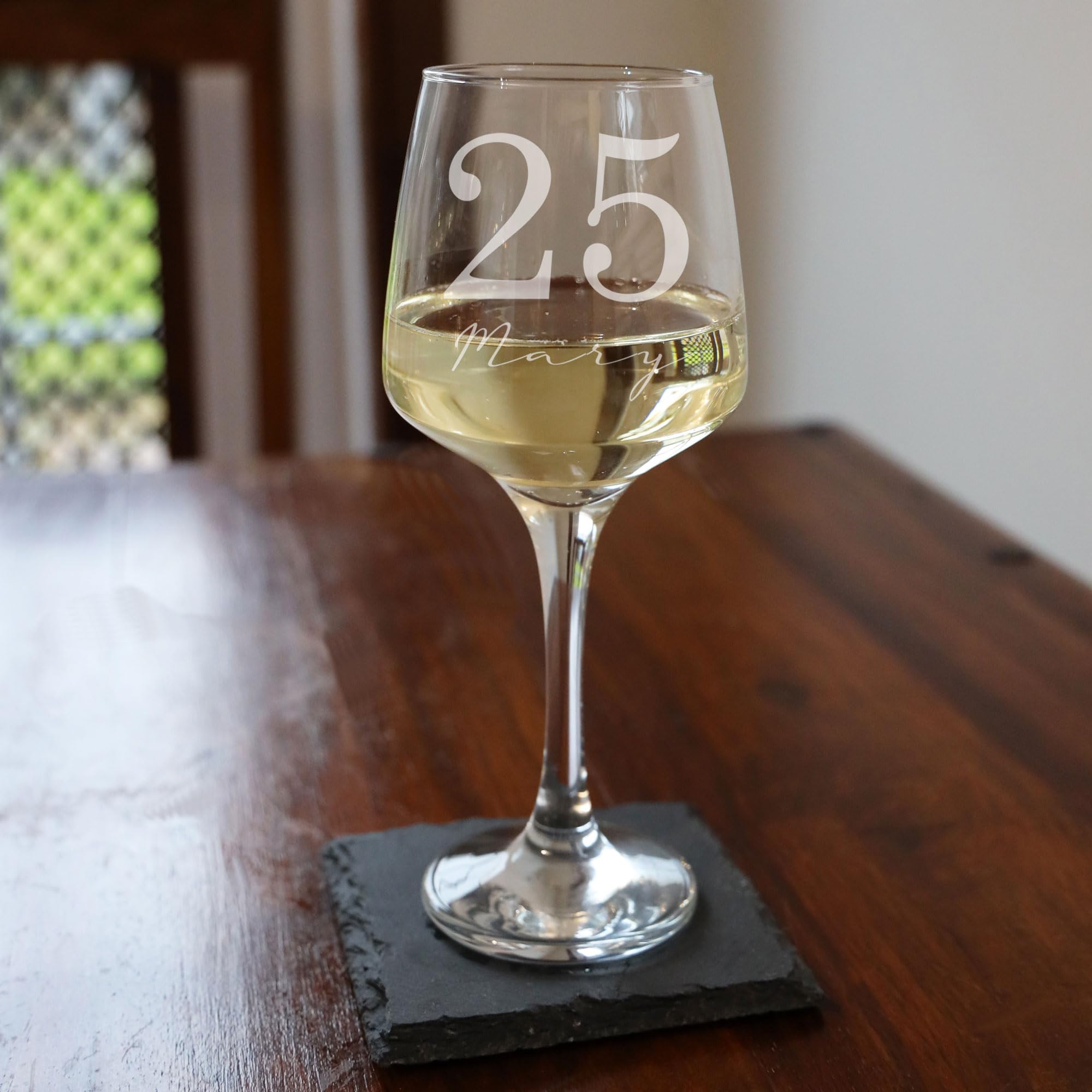 Personalised Age & Name Engraved Large Wine Glass, Gift